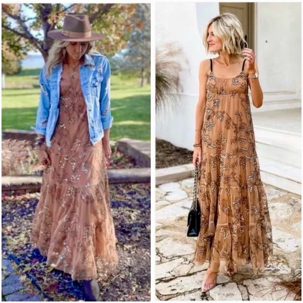 🆕 MAEVE Sequined Tulle Midi Dress S